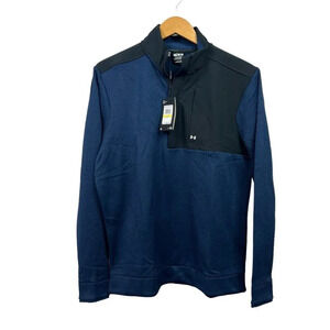 Under Armour Golf Mens Size Medium Storm Sweater Fleece 1/2 Zip Blue Black NWT
